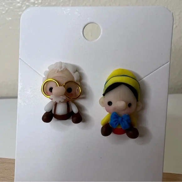 pinocchio and geppetto Clay Earrings - Picture 6 of 6
